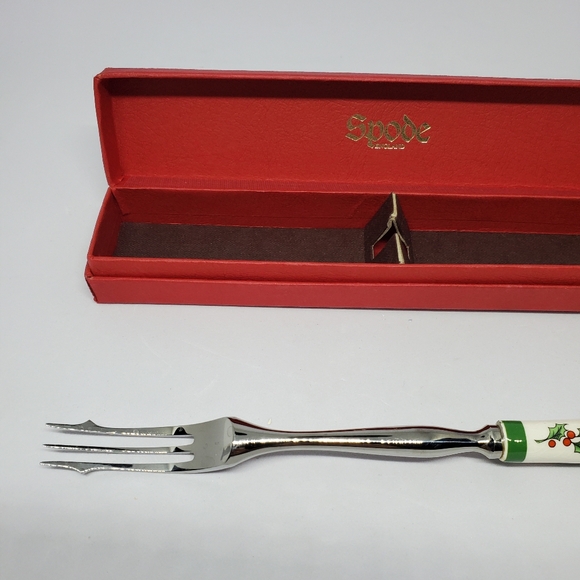 Spode CHRISTMAS TREE Pickle Fork Made In England Box Stainless Steel 7.5 Vtg. - Picture 4 of 15